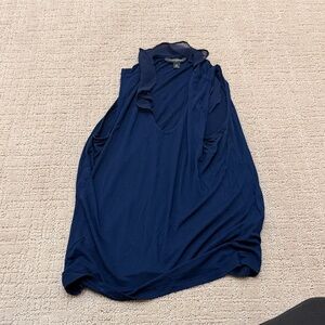 Banana Republic Dark Blue V-Neck Ruffle-Trim Sleeveless Camisole